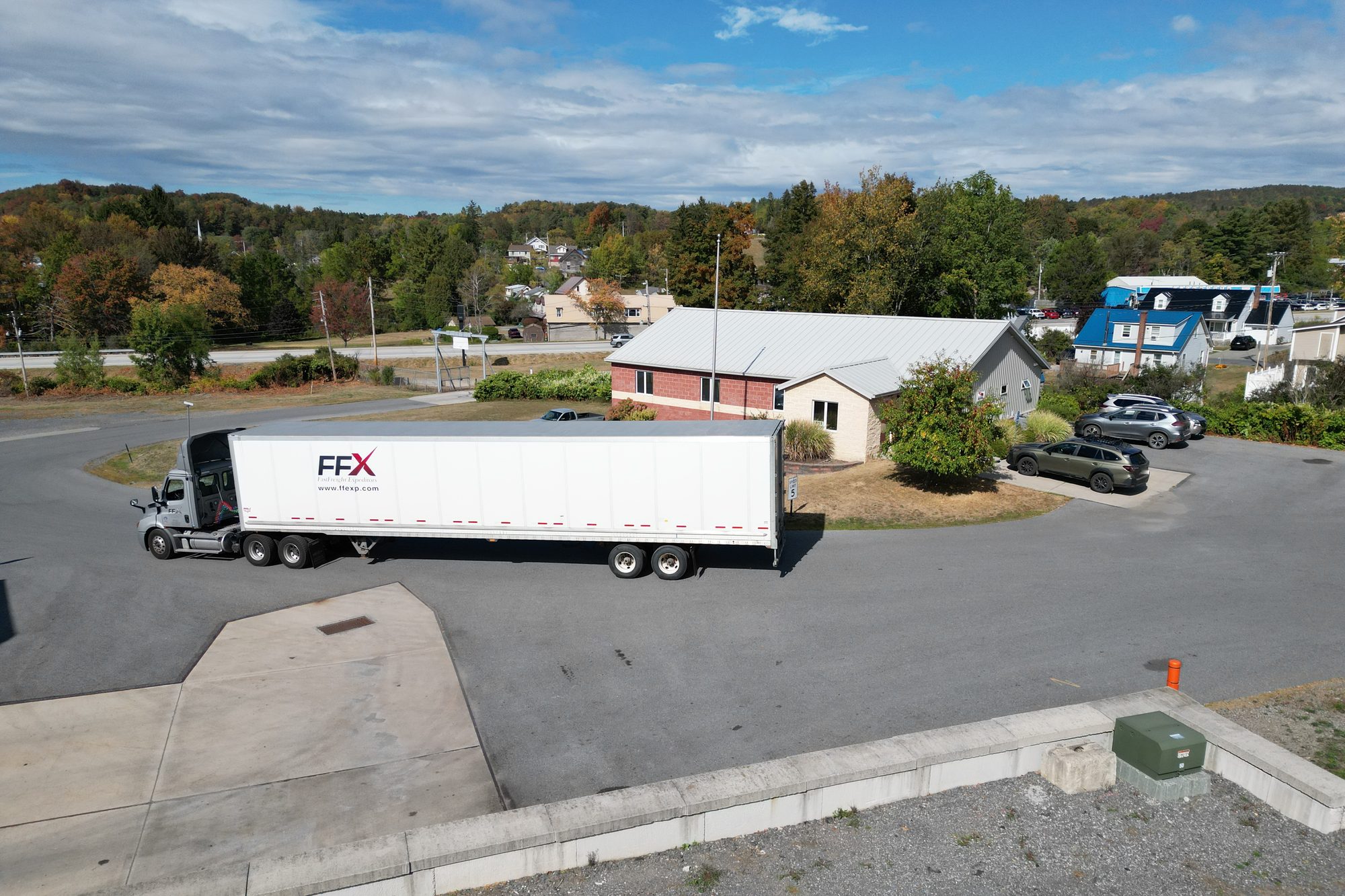 Aerial view of the FastFreight Express trucking office in Windber, PA